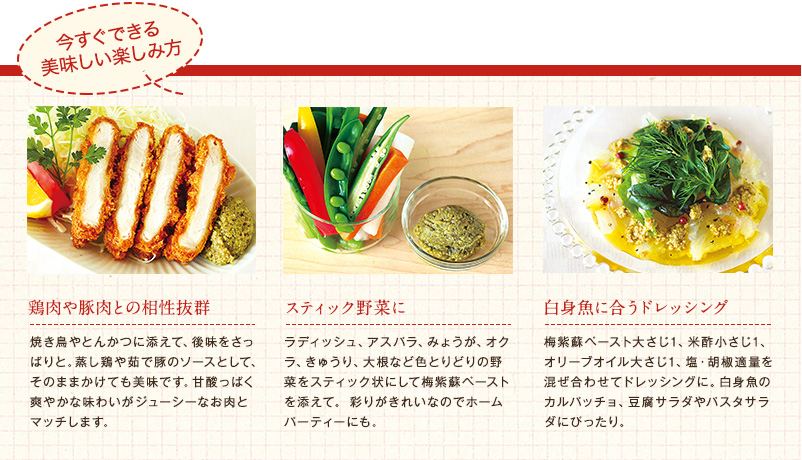 <梅紫蘇ペースト>今すぐできる美味しい楽しみ方