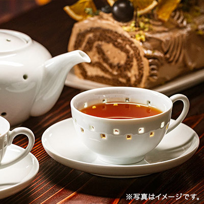 波佐見焼 カップ&ソーサー 水晶彫・スクエア