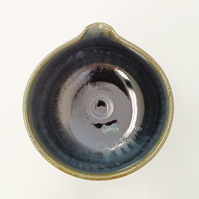 波佐見焼 手作り片口ミニ抹茶碗 老緑釉