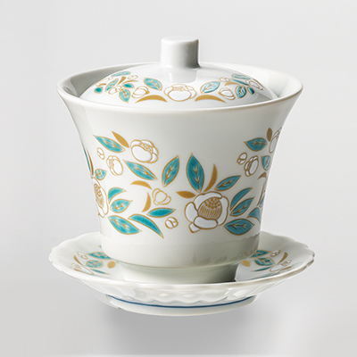 オリジナル 九谷焼蓋碗 茶の花・彩